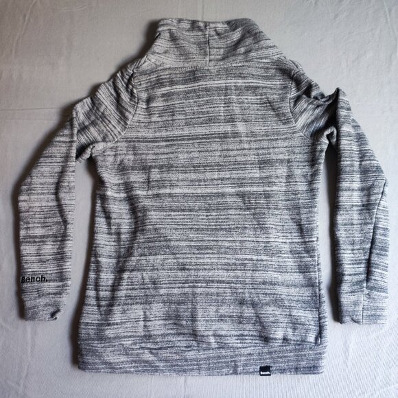 Bench cowl neck sweatshirt women's size M grey striped kangaroo pocket - Picture 3 of 10